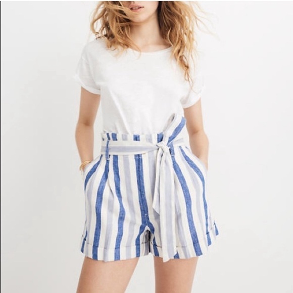 Madewell Paperbag Striped Shorts - Picture 2 of 10